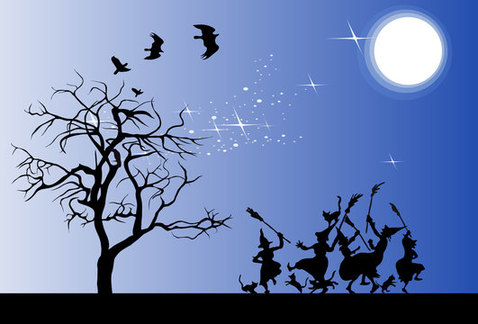 Halloween night, vector illustration