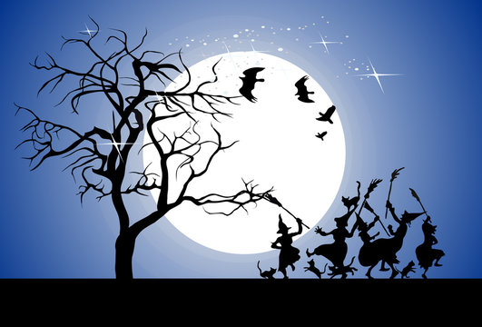 Halloween night, vector illustration