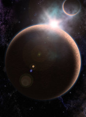 Obraz na płótnie Canvas planeta o wschodzie słońca