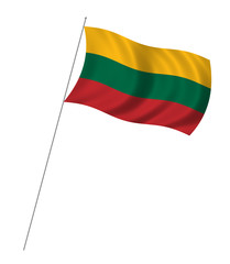 Flag of Lithuania  waving in the wind on white background