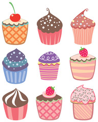 Naklejka premium various vector cupcakes set
