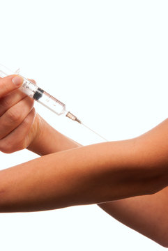 Doctor inject syringe in vein