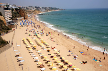 Beach at Albufeira in Algarve, Portugal