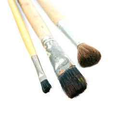 Fototapeta premium close up of paint brushes on white background