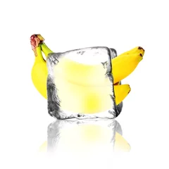 Tableaux sur verre Dans la glace Bananes fraîches