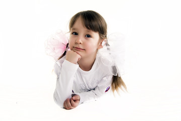 Photo of a pretty little girl isolated on white