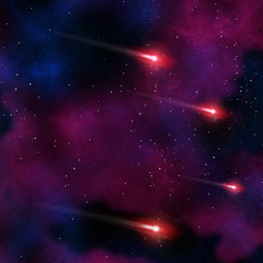 Red comet in the space area