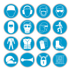 Construction safety equipment symbols signs vector