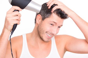 hair drying man