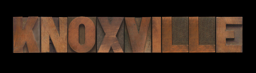 the word Knoxville in old letterpress wood type