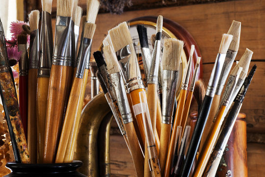brushes in the studio