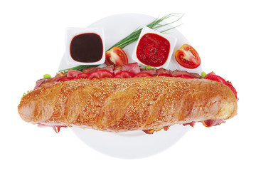 sandwich on white plate