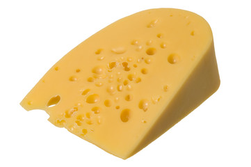Yellow slice of cheese isolated