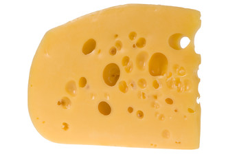 Yellow slice of cheese isolated
