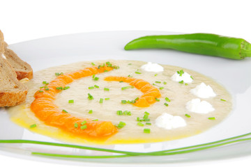 homemade cuisine : isolated salmon vegetable soup