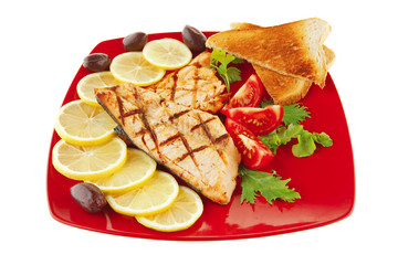 grilled salmon and vegetables