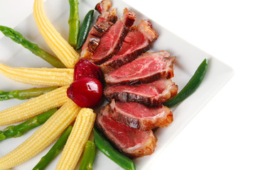 roast meat with corns