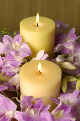 Beauty treatment-pink rose and candle