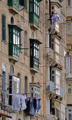 Linge au fenêtres - La Valette Malte