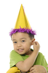 birthday boy wearing a Party Hat