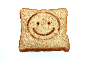 smiling bread on white background