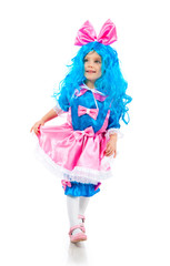 Little girl  with blue hair