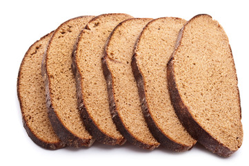 close up shot of slices of bread isolated on white