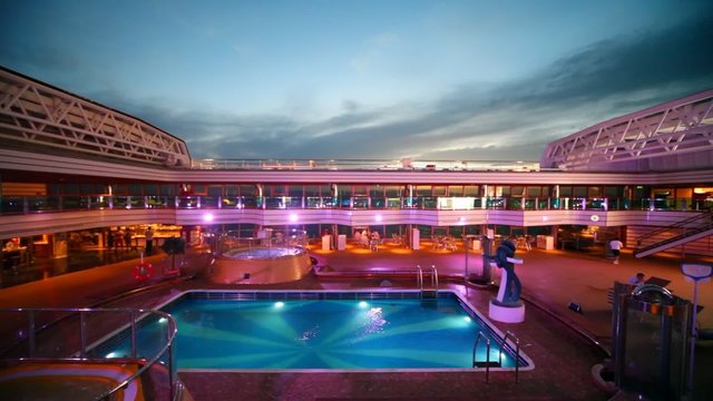 water pool on top deck of cruise ship