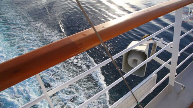 view from deck of cruise liner on sea with tarce
