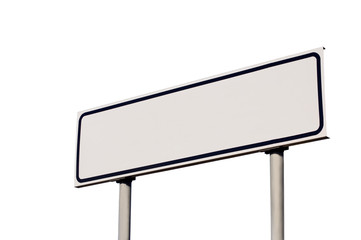 Blank White Road Sign, Black Frame, Isolated