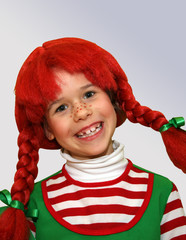 girl disguised as Pippi long stocking carnival