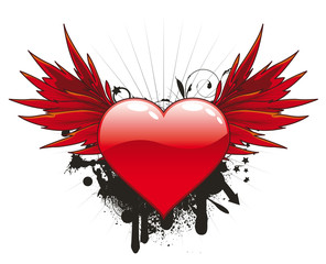 Rotes Herz mit roten Fl&uuml;geln