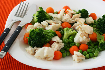 boiled codfish with boiled vegetables