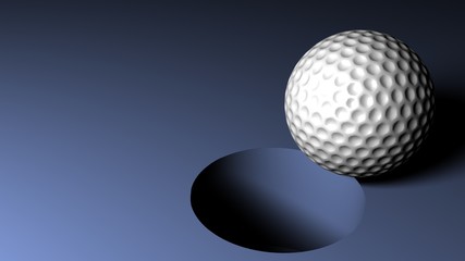 A golf ball with high detail going into the hole