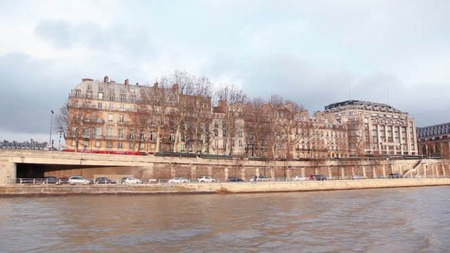 view from boat moving on Seine rive
