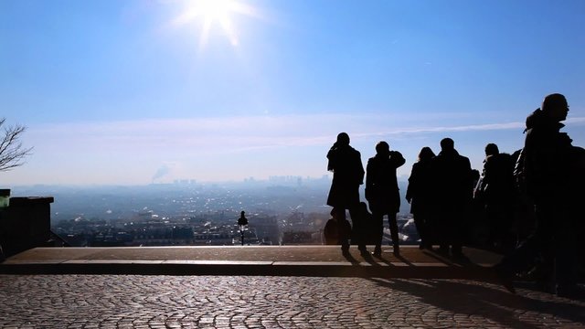 people picture taken and looks at Paris from Montmartre hill