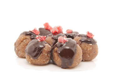 Chocolate cake isolated on white