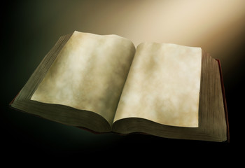 painting of an ancient textbook with aged blank pages