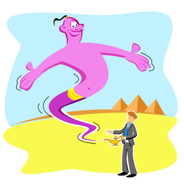 businessman with genie