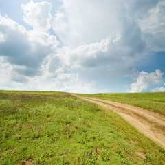 rural road in grass under cloudy sky