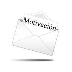 Icono sobre blanco con carta con texto Motivación