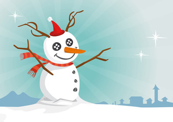 Bonhomme de neige rennes, vecteur