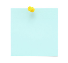 Blue sticky note with pushpin
