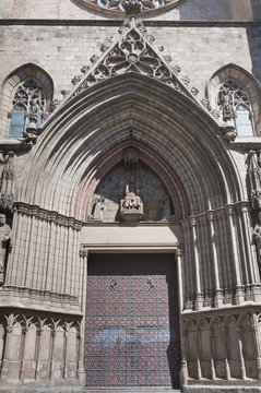 Santa Maria del Mar Cathedral entrance at Barcelona, Spain