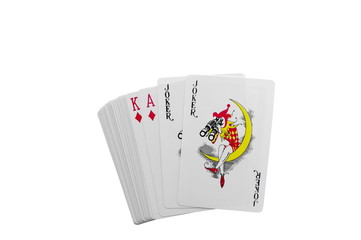 Two jokers,king and ace isolated