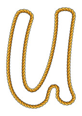 Navy Sailor-Style Isolated Rope Alphabet Letter U