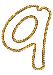 Navy Sailor-Style Isolated Rope Alphabet Number 9