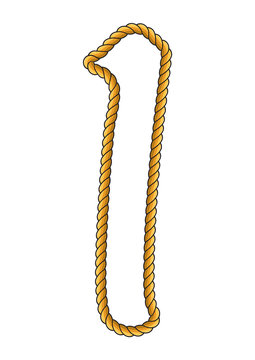 Navy Sailor-Style Isolated Rope Alphabet Number 1
