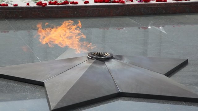 close-up shot of eternal fire on monument