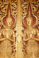 Traditional Thai style door of Buddhist church